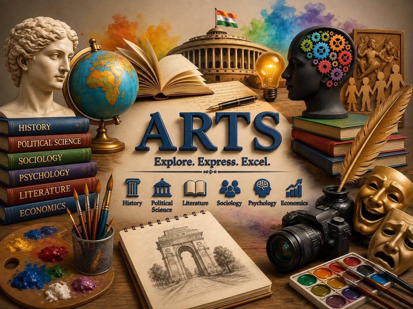 Arts subjects: history, political science, sociology, psychology, literature and economics
