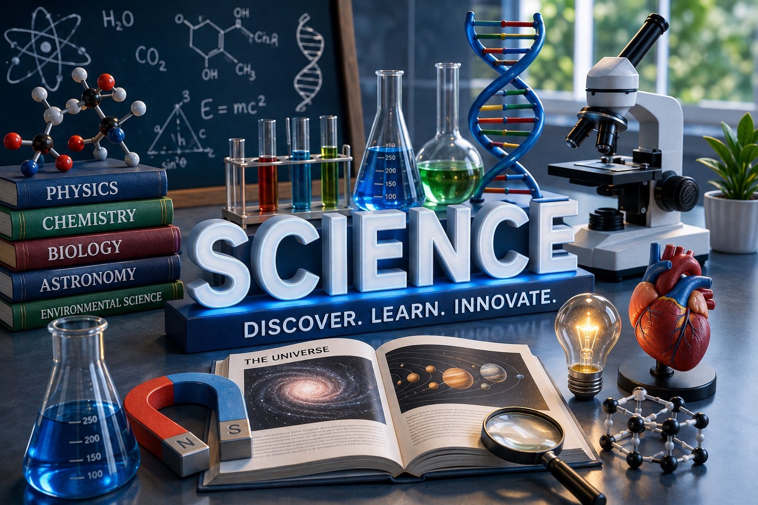Science subjects: physics, chemistry, biology, astronomy and environmental science